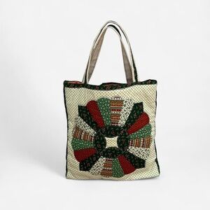 Patchwork Tote Bag - Green and Red